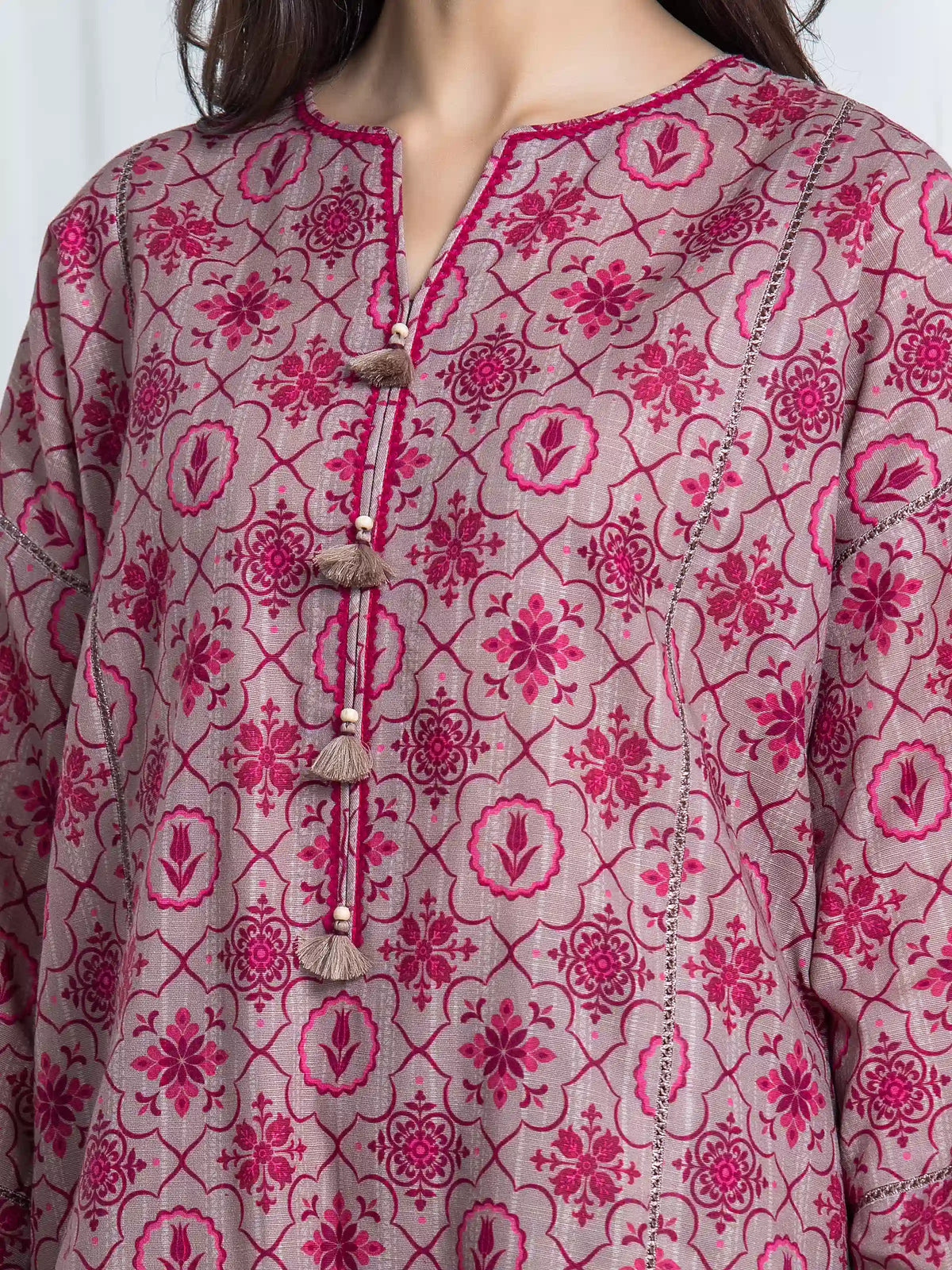 Edenrobe Allure Rose Khaddar 3-Piece Suit | EWU6A3-37067-3P