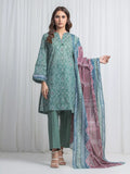 Edenrobe Allure Green Lawn 3-Piece Suit | EWU6A1-36865-3P
