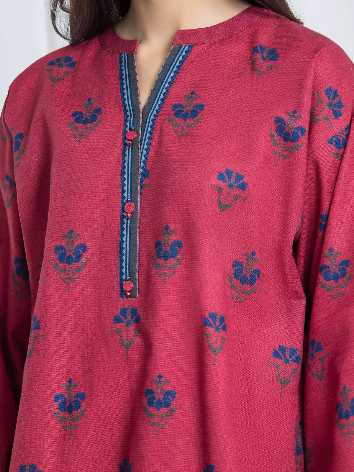 Edenrobe Allure Coral Khaddar 3-Piece Suit | EWU6A3-37047-3P