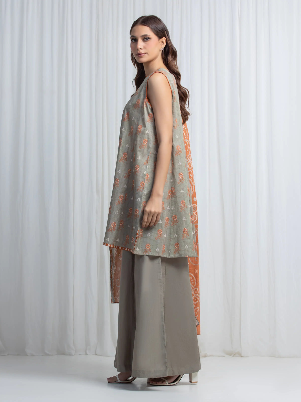 Edenrobe Allure Sage Green Lawn 3-Piece Suit | EWU6A1-36853-3P