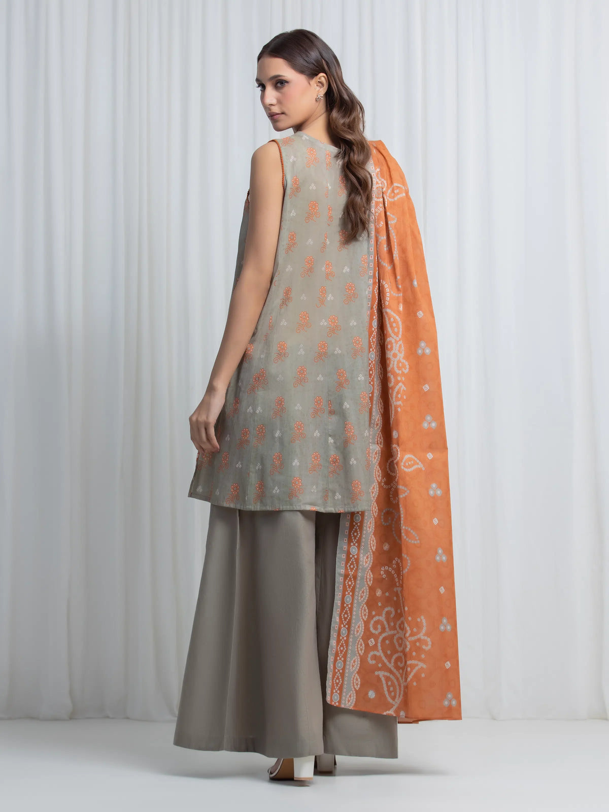 Edenrobe Allure Sage Green Lawn 3-Piece Suit | EWU6A1-36853-3P