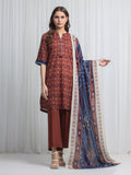 Edenrobe Allure Brown Lawn 3-Piece Suit | EWU6A1-36864-3P
