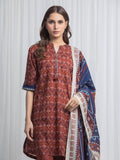 Edenrobe Allure Brown Lawn 3-Piece Suit | EWU6A1-36864-3P