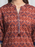 Edenrobe Allure Brown Lawn 3-Piece Suit | EWU6A1-36864-3P