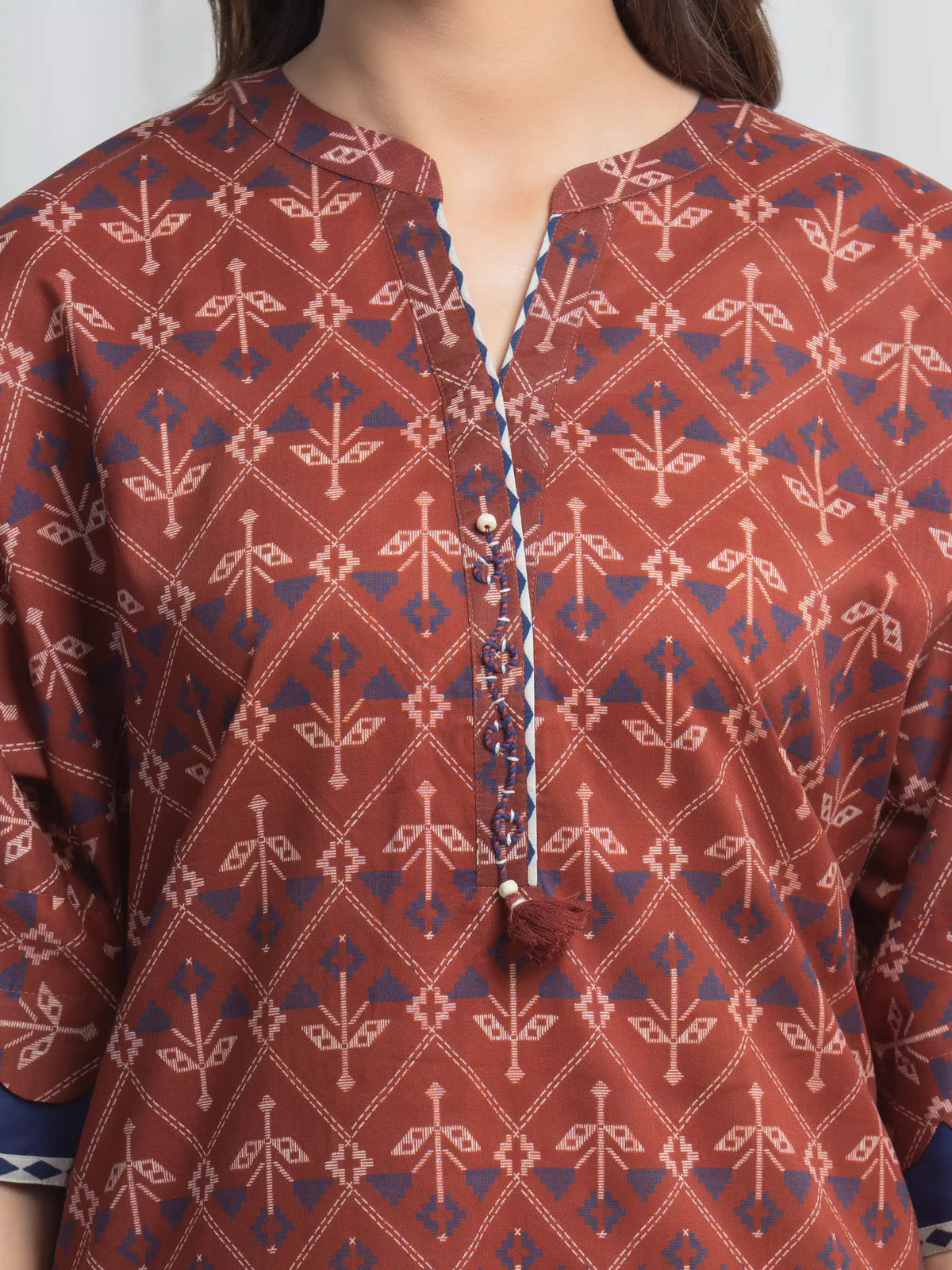 Edenrobe Allure Brown Lawn 3-Piece Suit | EWU6A1-36864-3P
