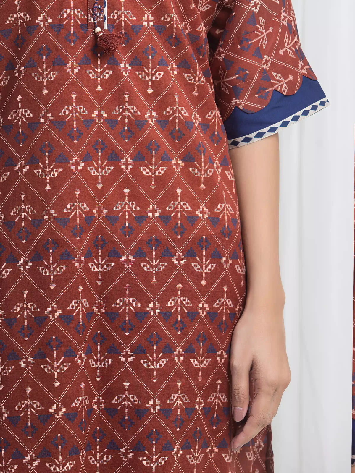 Edenrobe Allure Brown Lawn 3-Piece Suit | EWU6A1-36864-3P