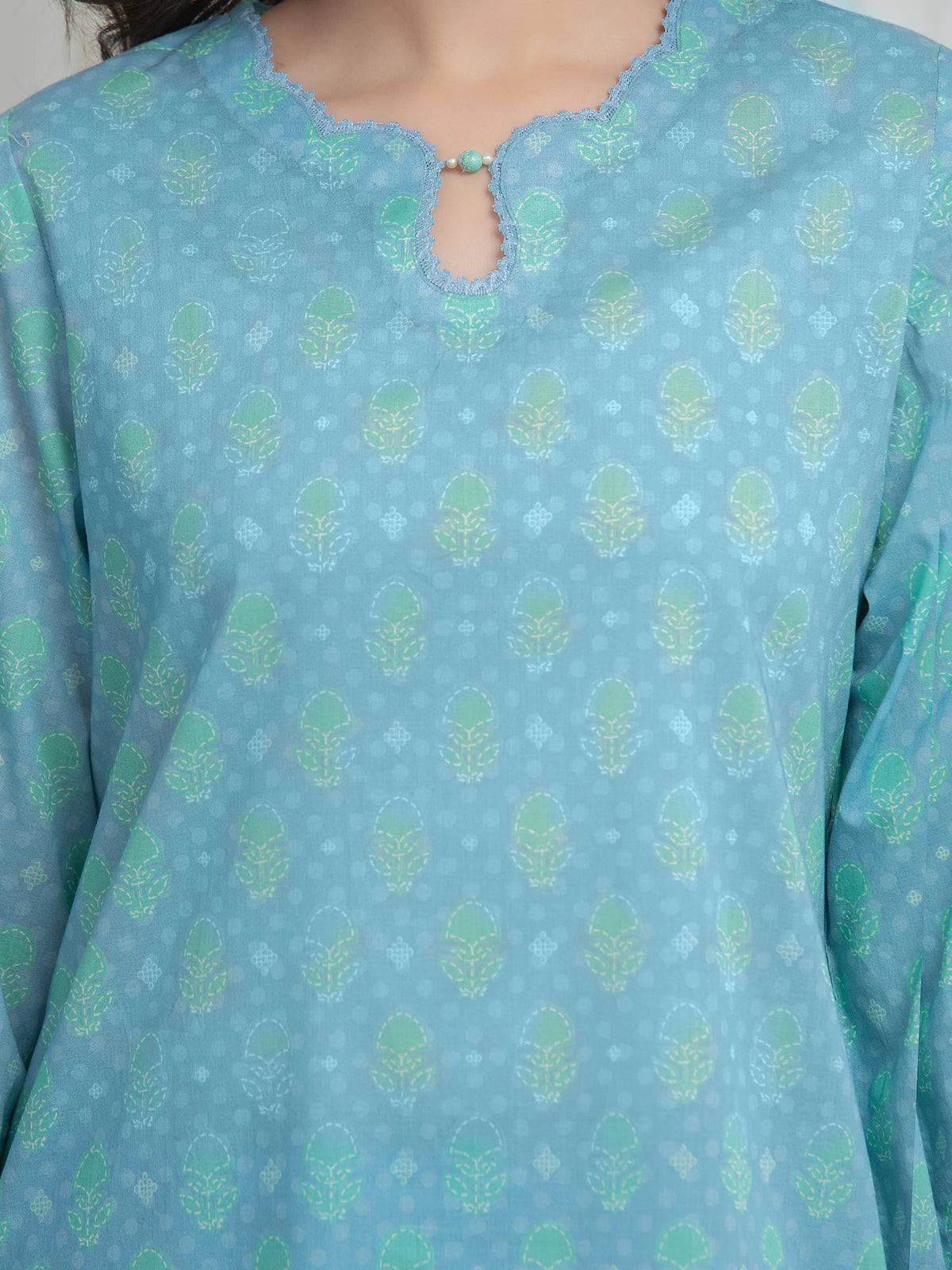 Edenrobe Allure Ice Blue Lawn 3-Piece Suit | EWU6A1-36631-3P