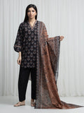 Edenrobe Allure Black Khaddar 3-Piece Suit | EWU6A3-37011-3P
