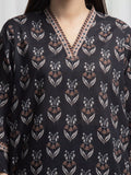 Edenrobe Allure Black Khaddar 3-Piece Suit | EWU6A3-37011-3P