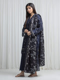 Edenrobe Allure Navy Khaddar 3-Piece Suit | EWU6A3-37033-3P