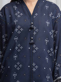 Edenrobe Allure Navy Khaddar 3-Piece Suit | EWU6A3-37033-3P