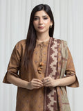 Edenrobe Allure Brown Khaddar 3-Piece Suit | EWU6A3-37032-3P