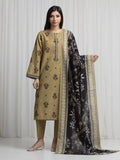 Edenrobe Allure Olive Khaddar 3-Piece Suit | EWU6A3-37036-3P