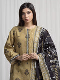 Edenrobe Allure Olive Khaddar 3-Piece Suit | EWU6A3-37036-3P