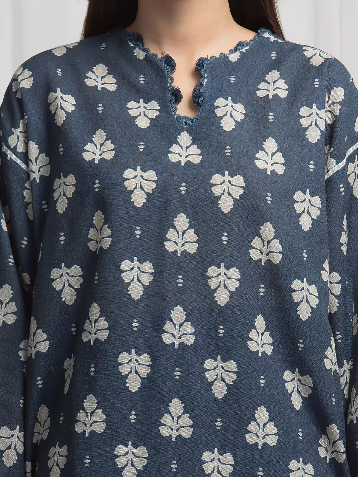 Edenrobe Allure Teal Khaddar 3-Piece Suit | EWU6A3-37006-3P