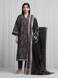 Edenrobe Allure Black Khaddar 3-Piece Suit | EWU6A3-37009-3P