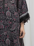 Edenrobe Allure Black Khaddar 3-Piece Suit | EWU6A3-37009-3P