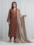 Edenrobe Allure Brown Khaddar 3-Piece Suit | EWU6A3-37005-3P