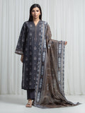 Edenrobe Allure Charcoal Khaddar 3-Piece Suit | EWU6A3-37030-3P