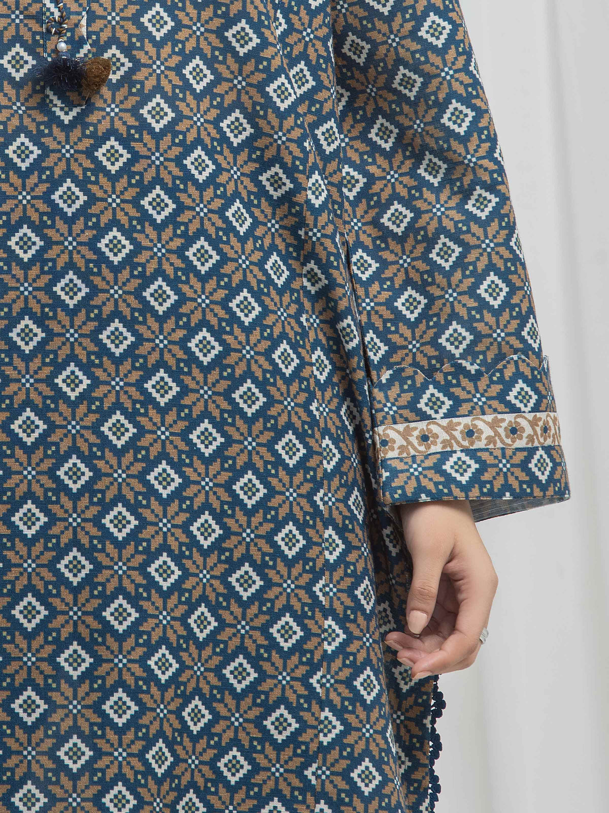 Edenrobe Allure Teal Khaddar 3-Piece Suit | EWU6A3-37010-3P