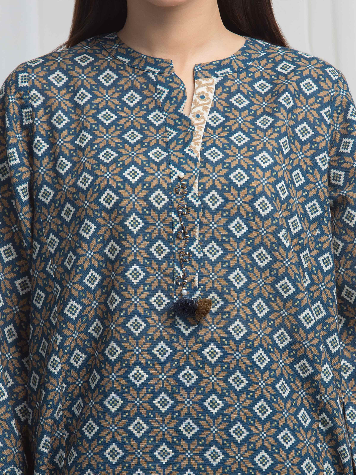 Edenrobe Allure Teal Khaddar 3-Piece Suit | EWU6A3-37010-3P