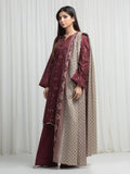 Edenrobe Allure Maroon Khaddar 3-Piece Suit | EWU6A3-37004-3P