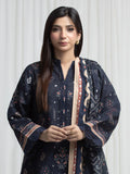 Edenrobe Allure Navy Khaddar 3-Piece Suit | EWU6A3-37007-3P