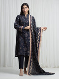 Edenrobe Allure Navy Khaddar 3-Piece Suit | EWU6A3-37007-3P