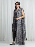 Edenrobe Allure Black Khaddar 3-Piece Suit | EWU6A3-37008-3P
