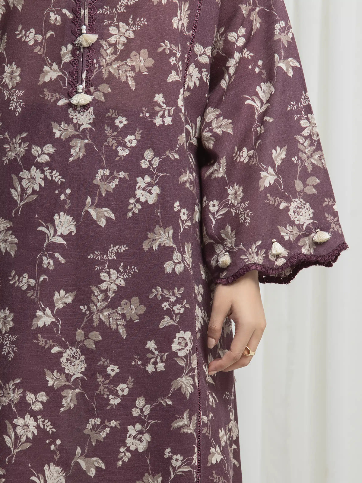 Edenrobe Allure Brown Khaddar 3-Piece Suit | EWU6A3-37001-3P