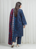 Edenrobe Allure Blue Khaddar 3-Piece Suit | EWU6A3-37037-3P