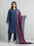 Edenrobe Allure Blue Khaddar 3-Piece Suit | EWU6A3-37037-3P