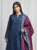 Edenrobe Allure Blue Khaddar 3-Piece Suit | EWU6A3-37037-3P