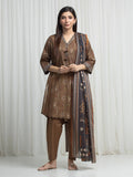 Edenrobe Allure Olive Khaddar 3-Piece Suit | EWU6A3-37003-3P