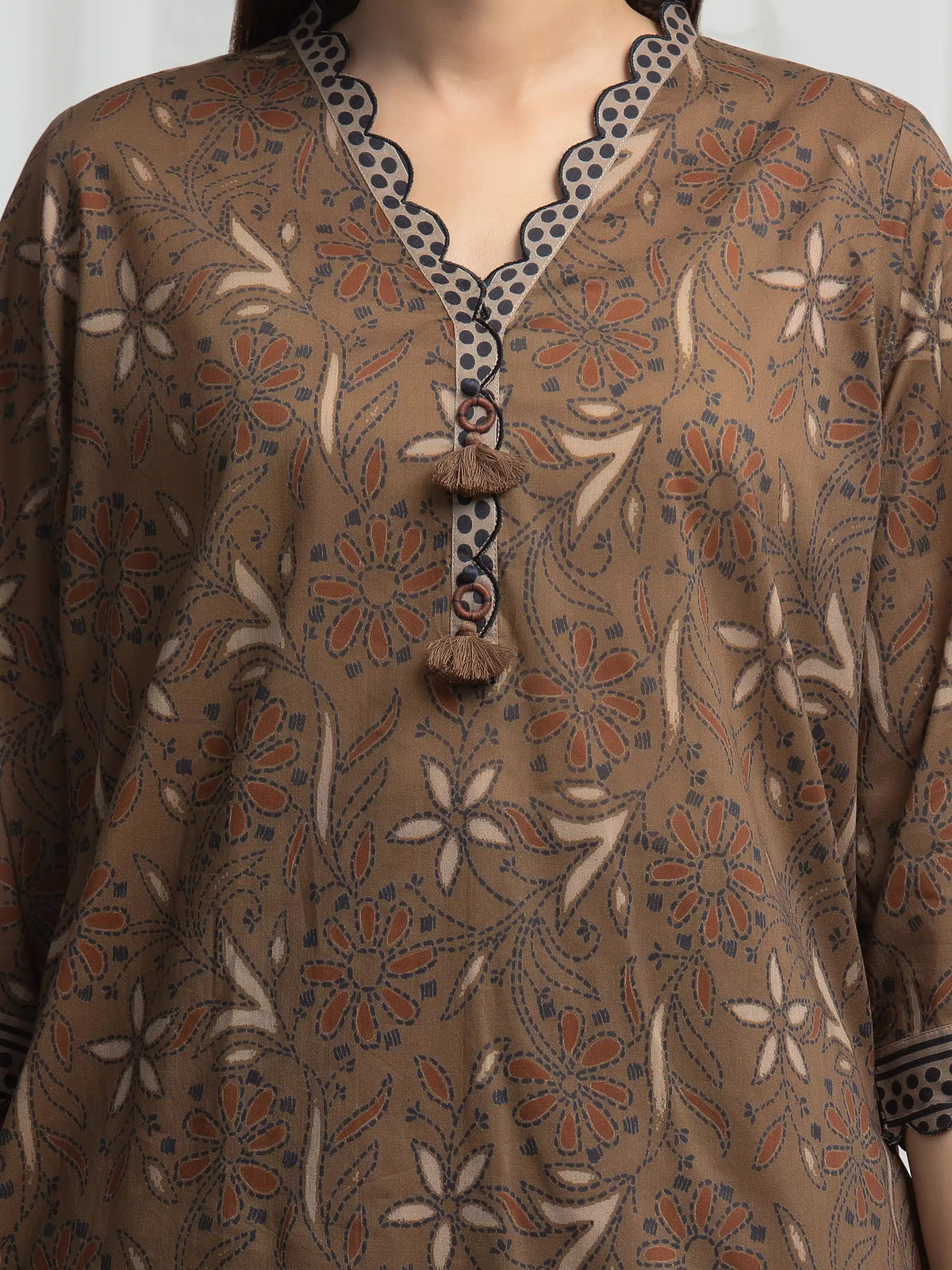 Edenrobe Allure Olive Khaddar 3-Piece Suit | EWU6A3-37003-3P