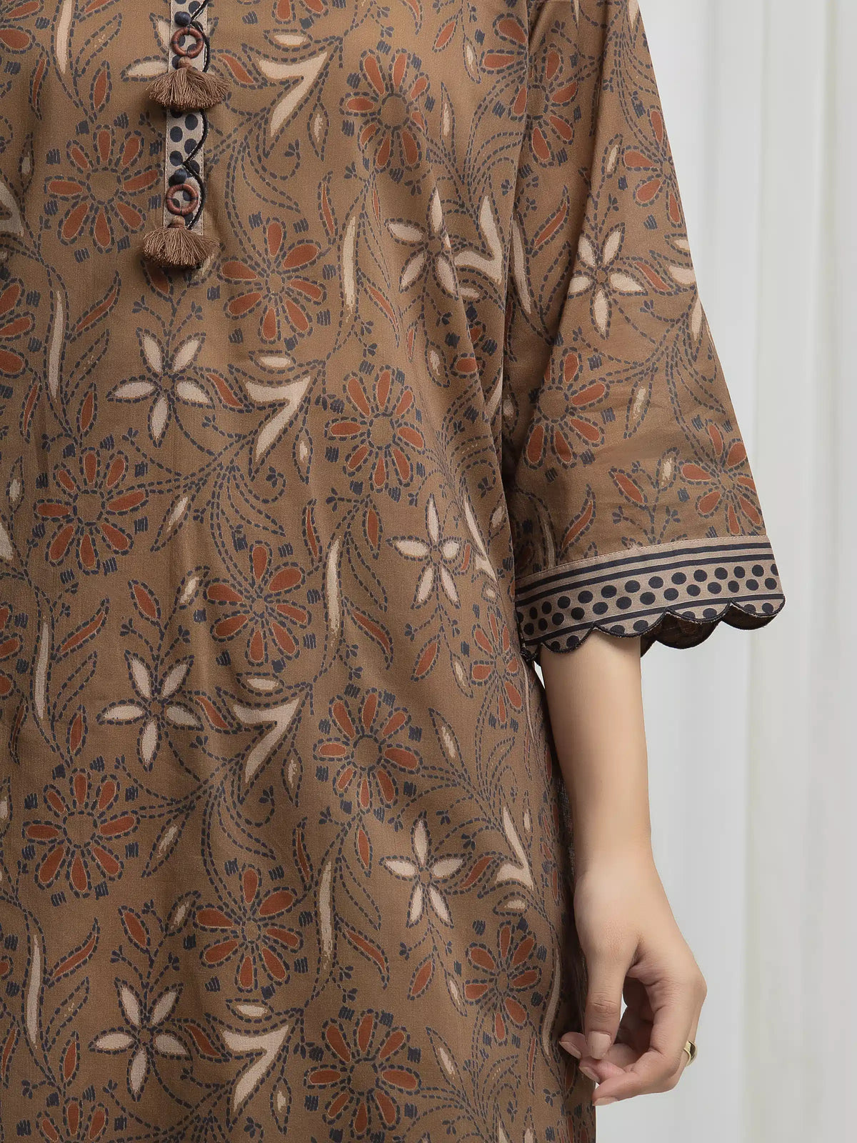 Edenrobe Allure Olive Khaddar 3-Piece Suit | EWU6A3-37003-3P