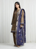 Edenrobe Allure Olive Khaddar 3-Piece Suit | EWU6A3-37029-3P