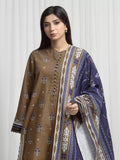Edenrobe Allure Olive Khaddar 3-Piece Suit | EWU6A3-37029-3P