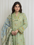 Edenrobe Allure Olive Lawn 3-Piece Suit | EWU6A1-36606-3P
