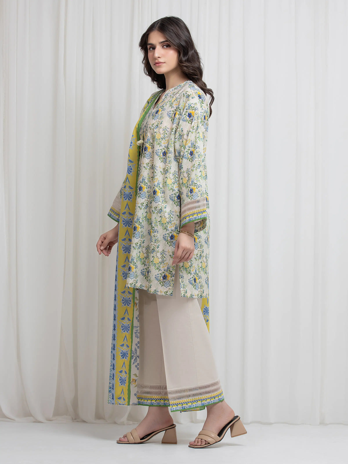 Edenrobe Allure Multi Lawn 3-Piece Suit | EWU6A1-36642-3P