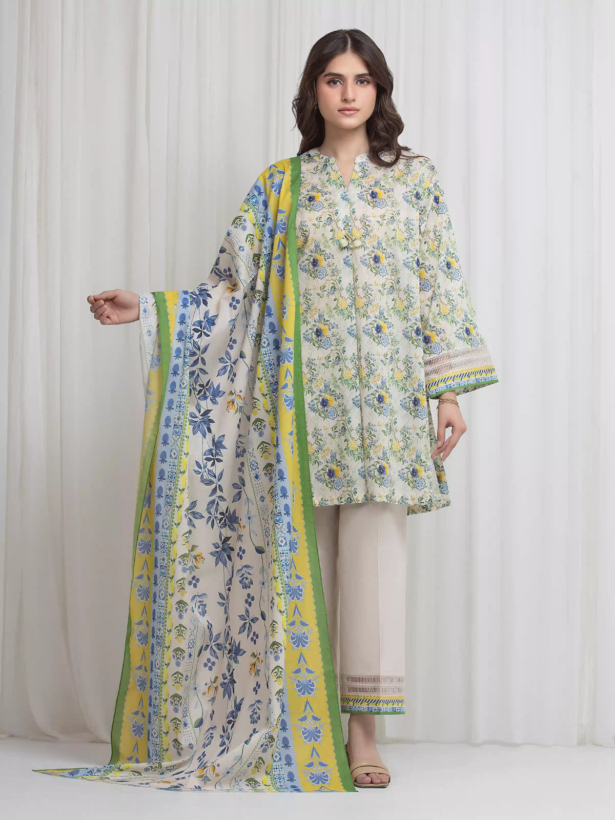 Edenrobe Allure Multi Lawn 3-Piece Suit | EWU6A1-36642-3P