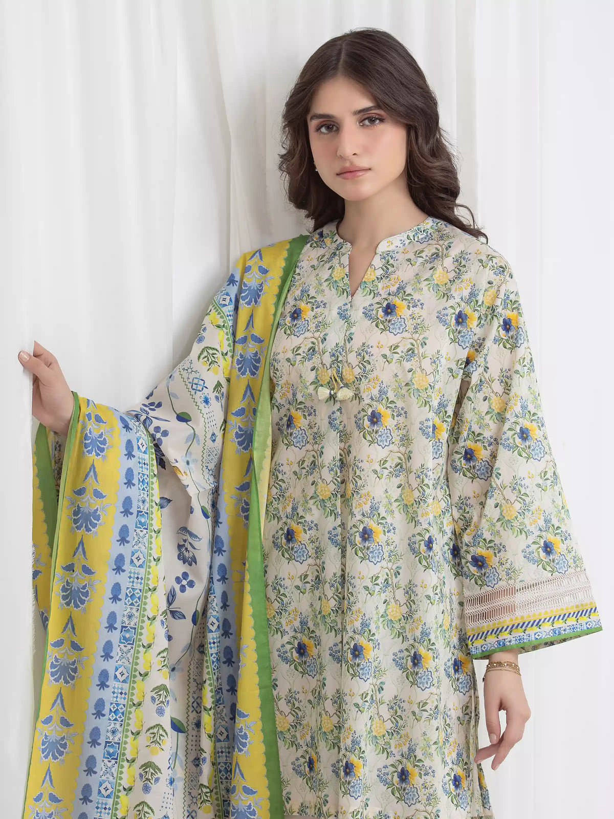 Edenrobe Allure Multi Lawn 3-Piece Suit | EWU6A1-36642-3P
