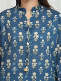 Edenrobe Allure Blue Lawn 3-Piece Suit | EWU6A1-36768-3P