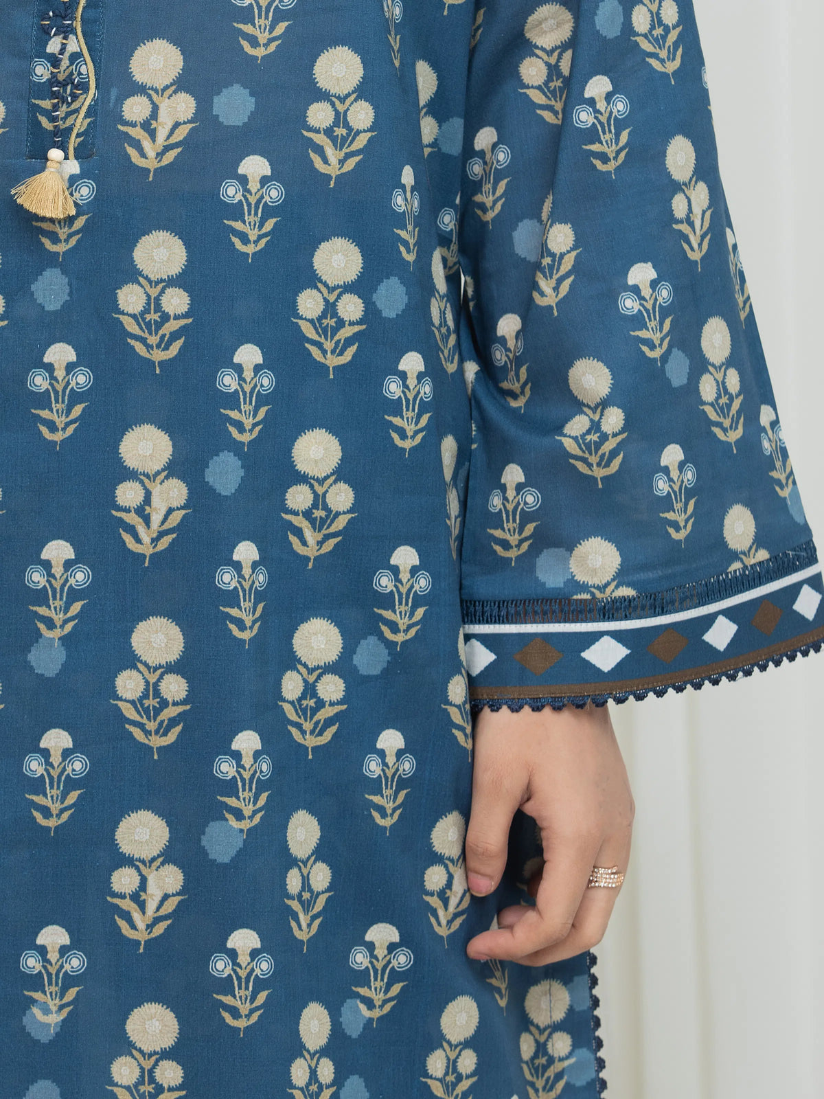 Edenrobe Allure Blue Lawn 3-Piece Suit | EWU6A1-36768-3P