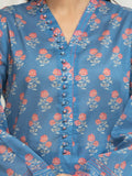 Edenrobe Allure Blue Lawn 3-Piece Suit | EWU6A1-36756-3P