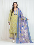 Edenrobe Allure Green Lawn 3-Piece Suit | EWU6A1-36753-3P