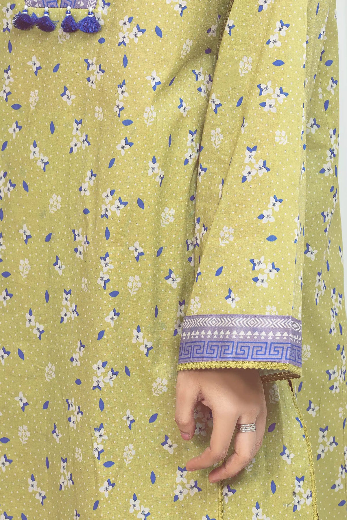 Edenrobe Allure Green Lawn 3-Piece Suit | EWU6A1-36753-3P