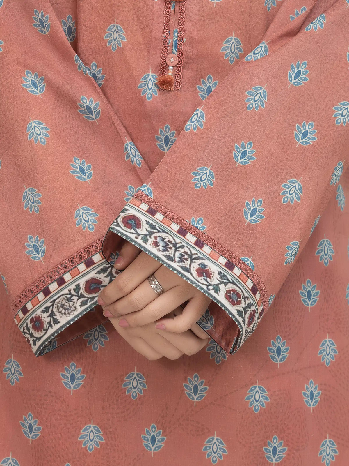 Edenrobe Allure Coral Lawn 3-Piece Suit | EWU6A1-36766-3P