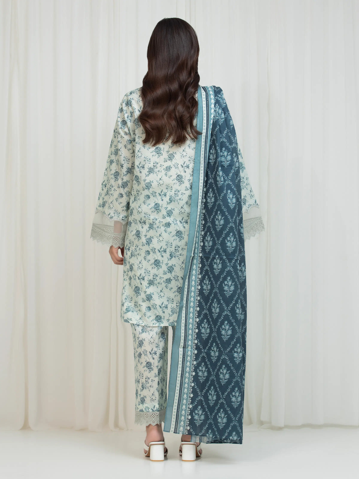 Edenrobe Allure Grey Lawn 3-Piece Suit | EWU6A1-36750-3P