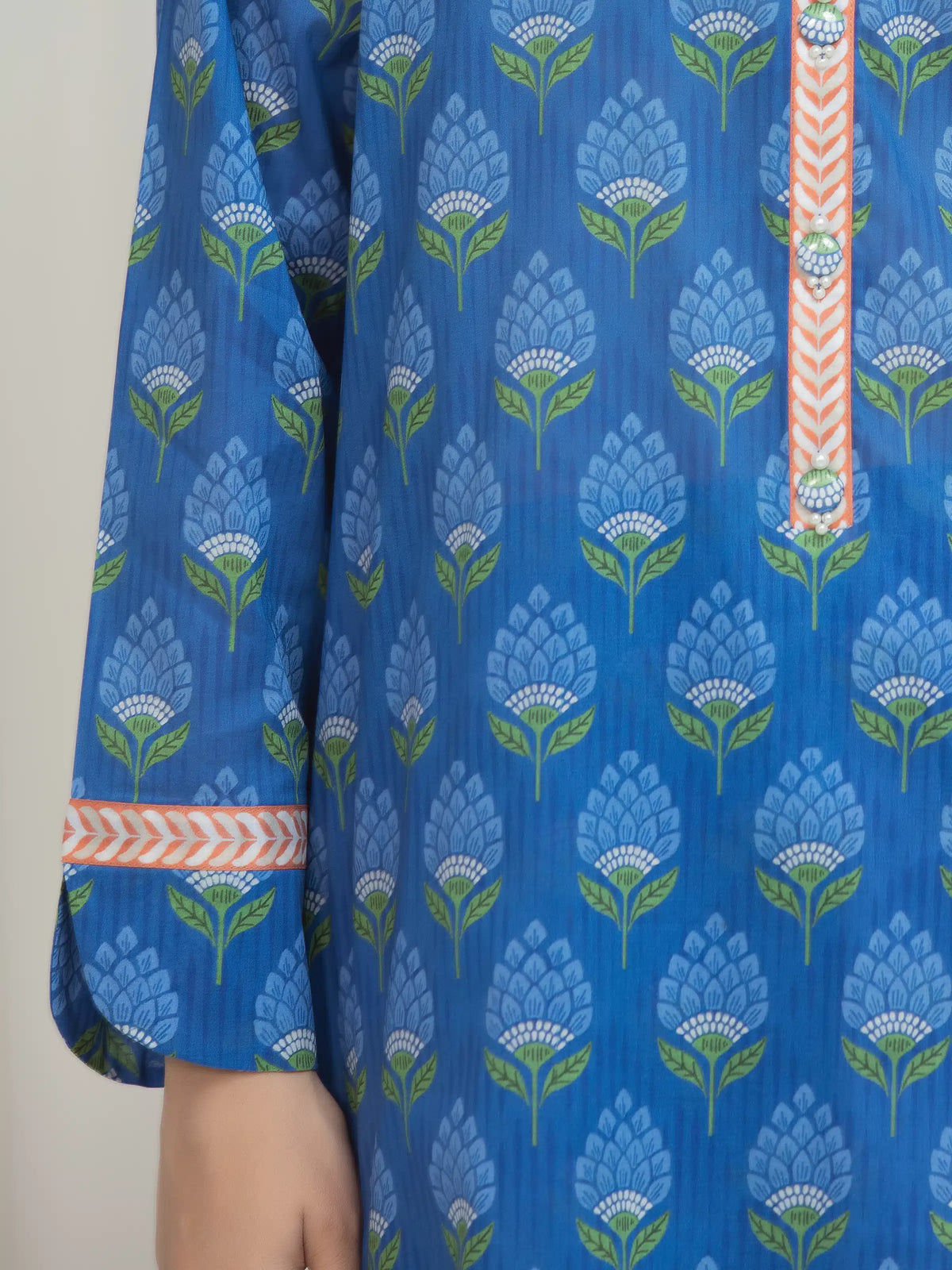 Edenrobe Allure Blue Lawn 3-Piece Suit | EWU6A1-36760-3P